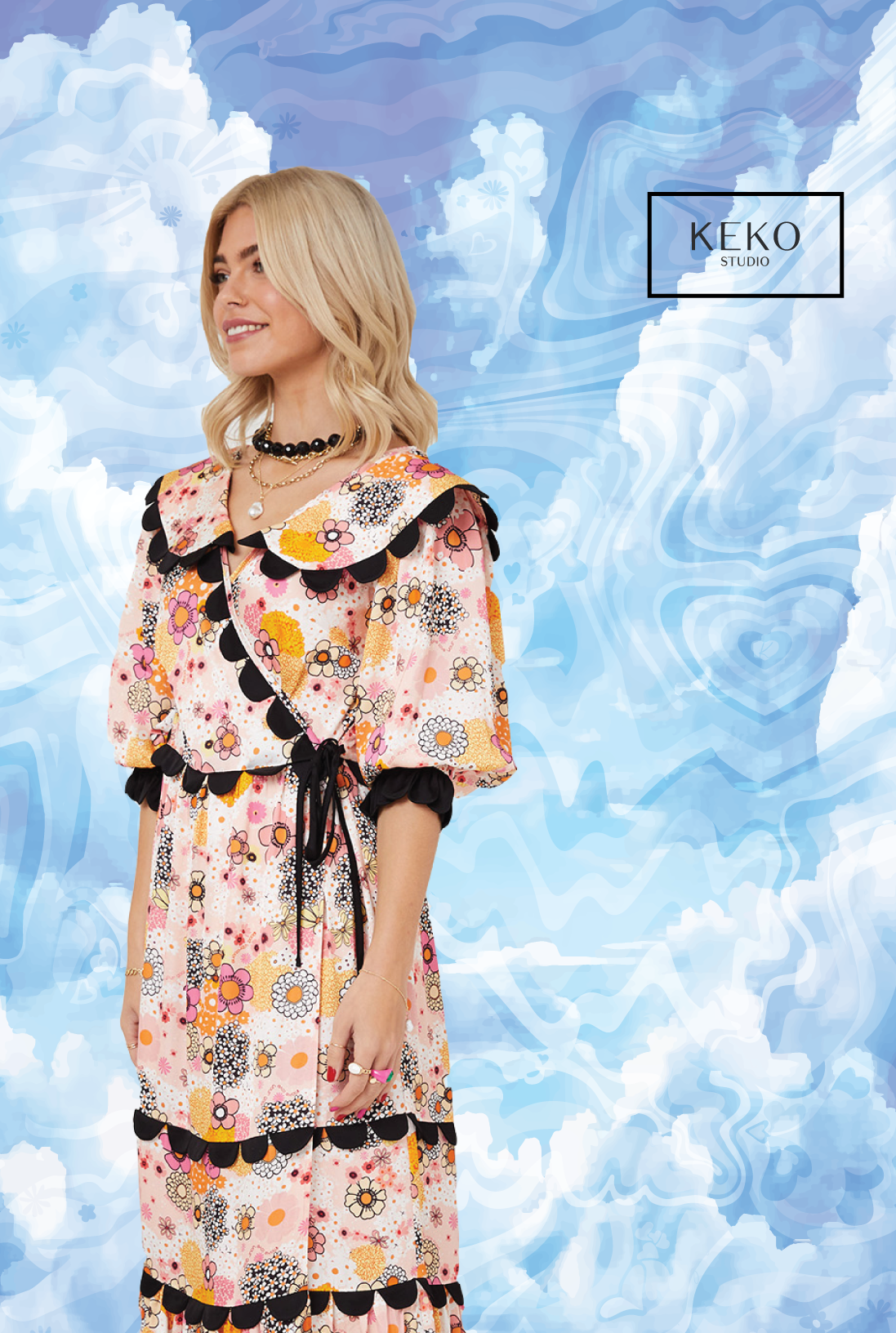 ARETHA DRESS | Pink Power Love Flower - Keko Studio