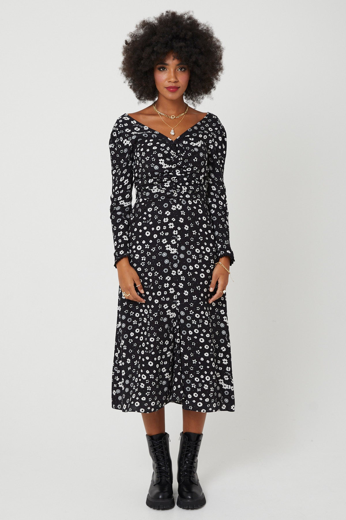 MADONNA DRESS | Polka Retro Floral - Keko Studio