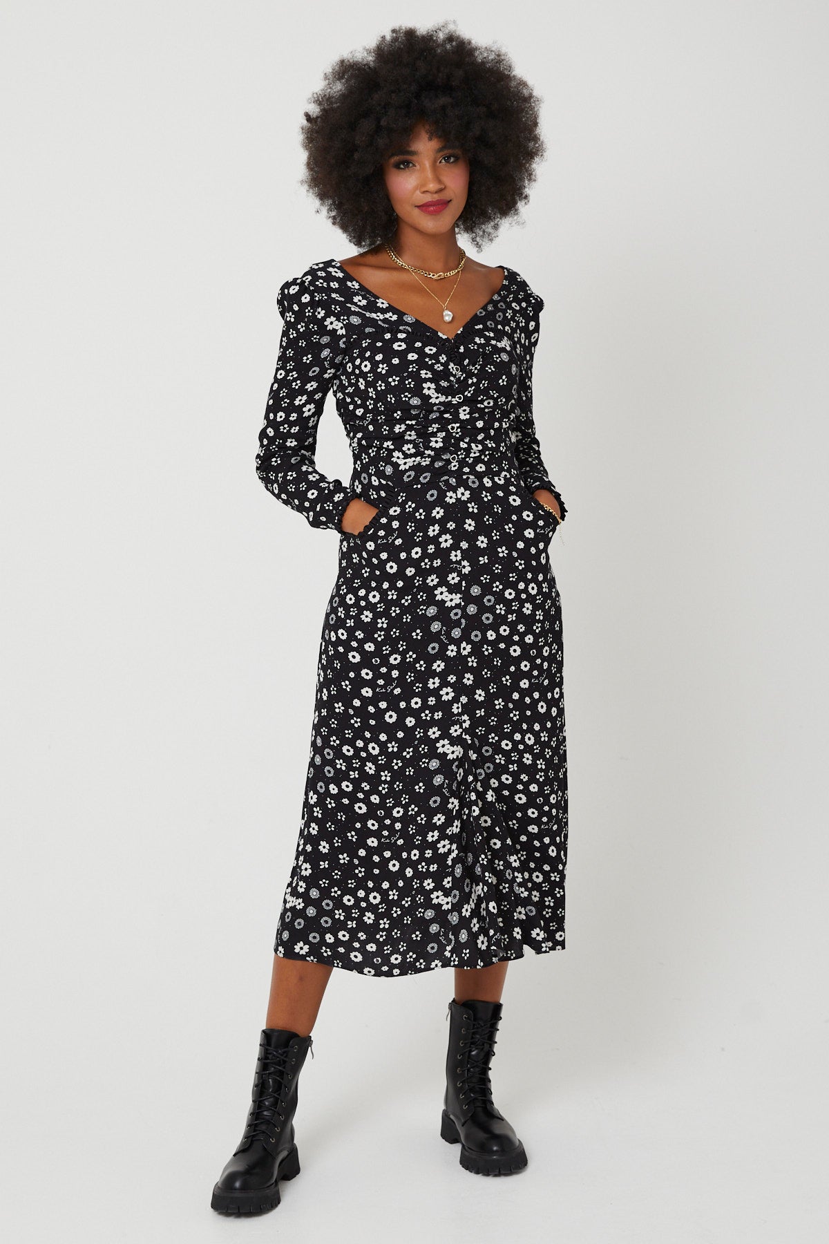 MADONNA DRESS | Polka Retro Floral - Keko Studio