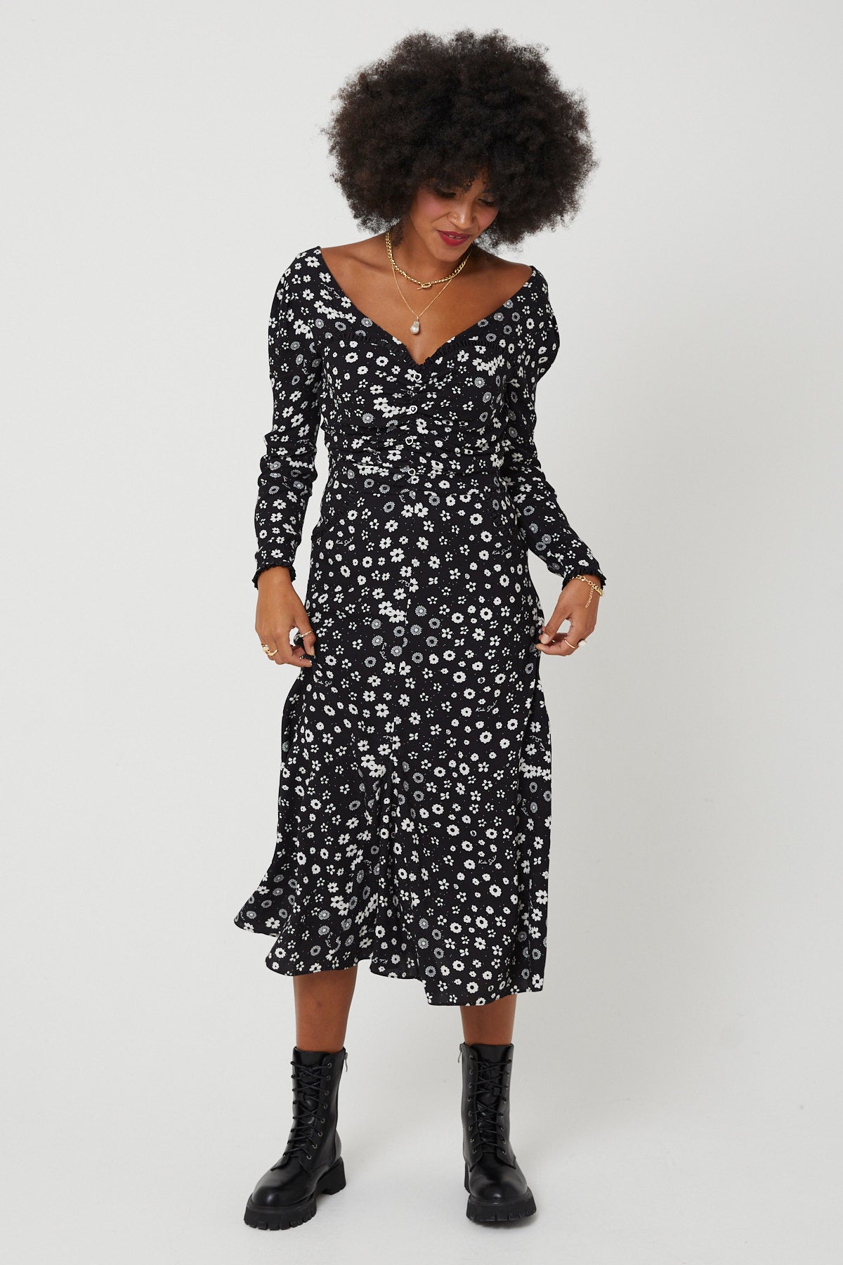 MADONNA DRESS | Polka Retro Floral - Keko Studio