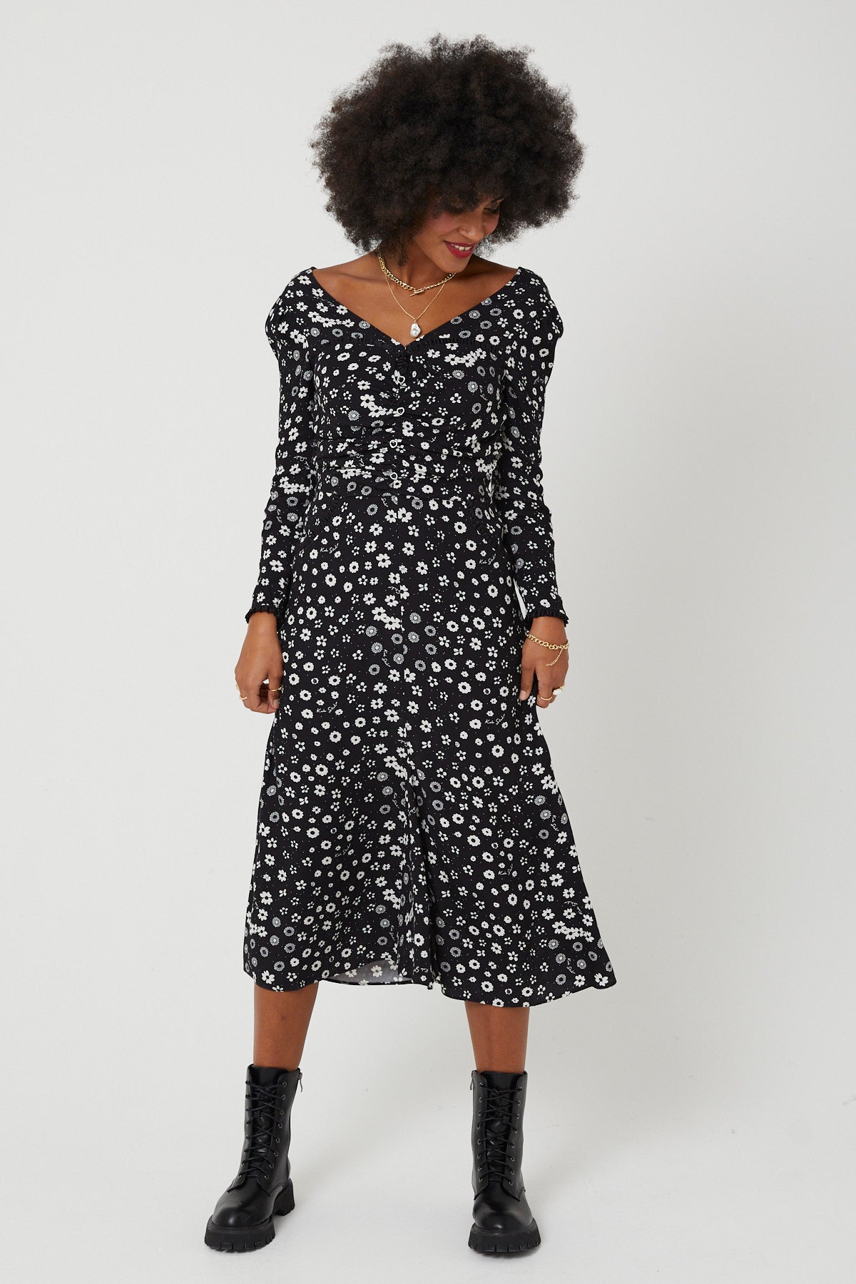 MADONNA DRESS | Polka Retro Floral - Keko Studio