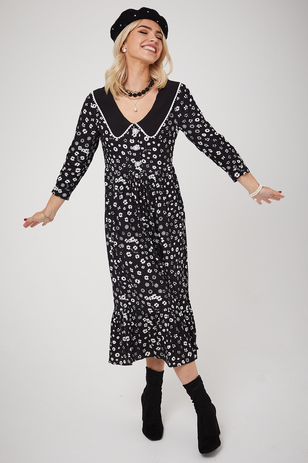 STEVIE DRESS | Polka Retro Floral - Keko Studio