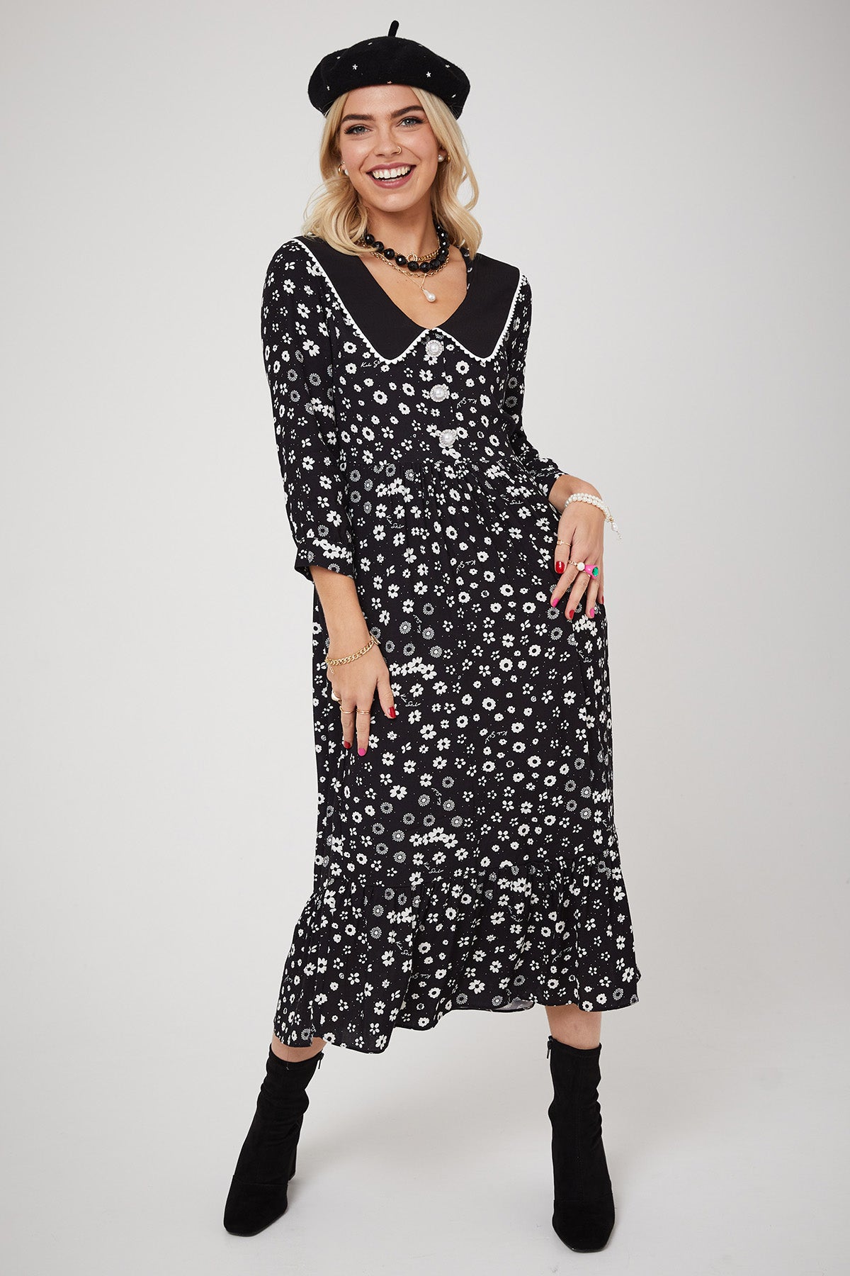 STEVIE DRESS | Polka Retro Floral - Keko Studio