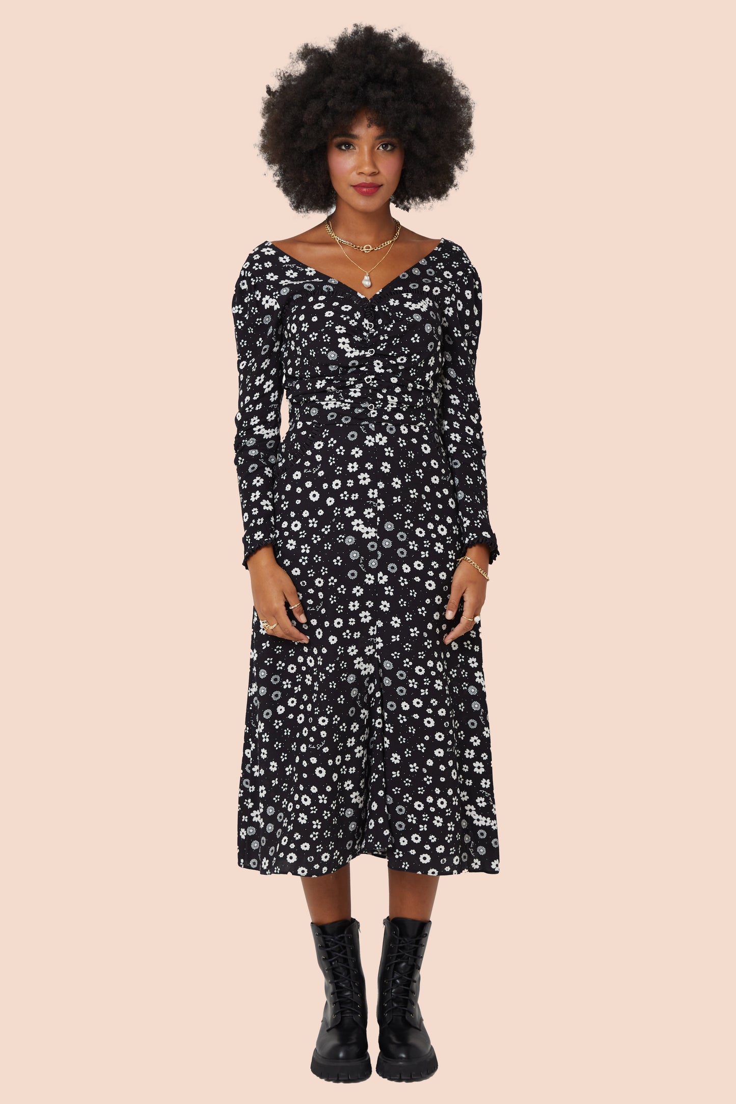 MADONNA DRESS | Polka Retro Floral - Keko Studio