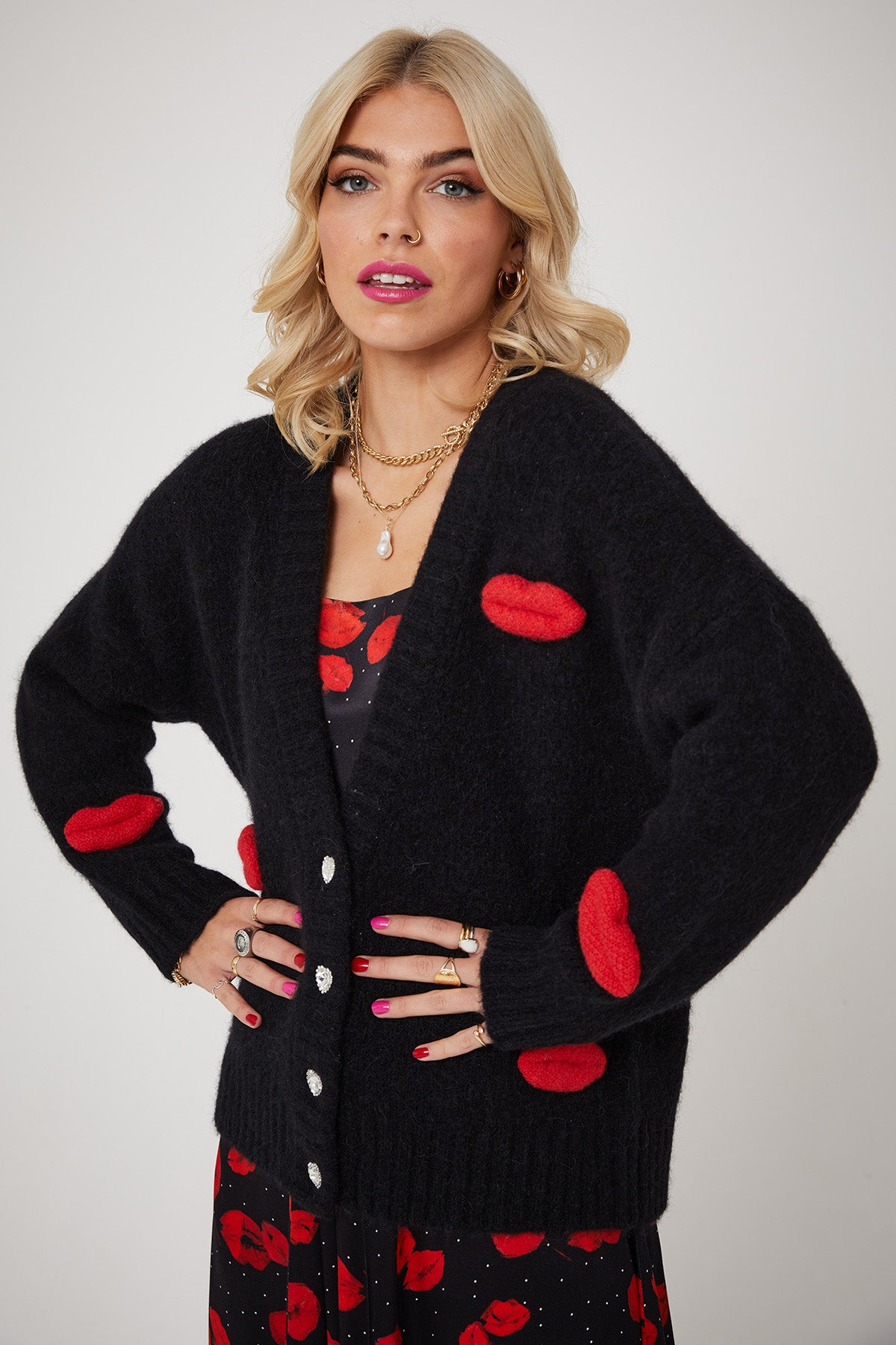 MICKS LIPS CARDI | Black - Keko Studio